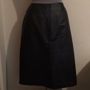 Black Leather A Line Midi Skirt Sz 14
